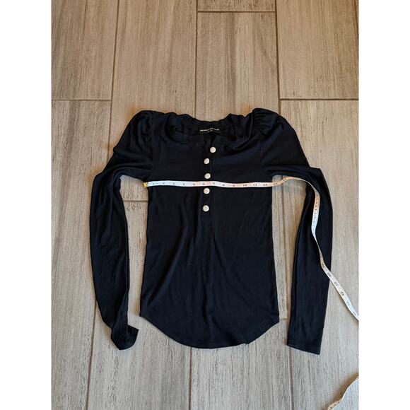 Generation Love Britt Top Crystal Buttons Black Ribbed Size XS - Picture 8 of 8